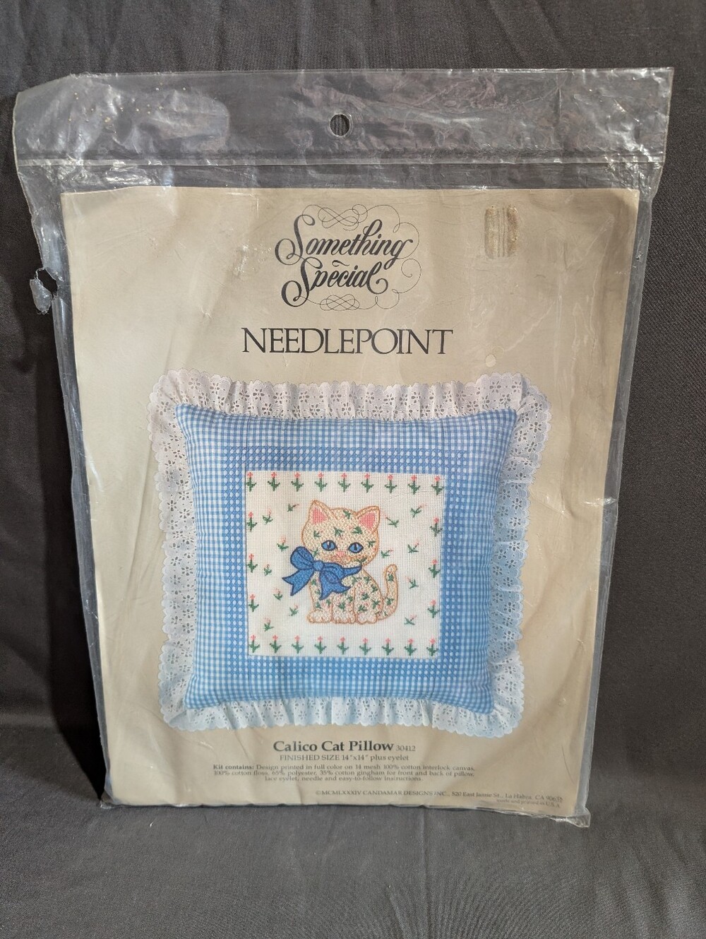 Something Special Calico Cat Pillow Needlepoint Kit #30412 Vtg 1978